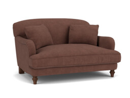 Purple Velvet Loveseat Armchair - Traditional Snuggler Cuddler Custom Arm Chair In Easy Clean Velvet - Evelyn Range - thumbnail 1