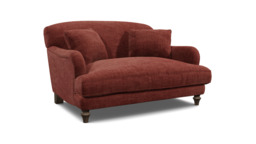 Purple Velvet Loveseat Armchair - Traditional Snuggler Cuddler Custom Arm Chair In Easy Clean Velvet - Evelyn Range