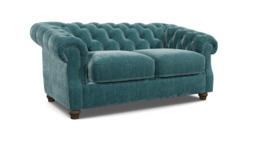 Teal Velvet 2 Seater Sofa - Traditional Chesterfield Style Custom Sofa In Stain Resistant Velvet - Wantage Range - thumbnail 1