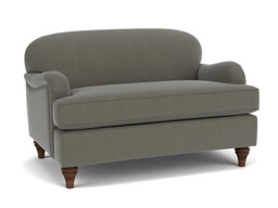 Grey Fabric Loveseat Armchair - Traditional Snuggler Cuddler Custom Arm Chair In Easy Clean Fabric - Lincoln Range