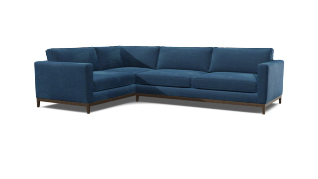 Blue Velvet 4 Seater Corner Sofa - Modern Style Custom Sofa In Easy Clean Velvet - Darwin Range - image 1