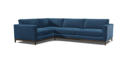 Blue Velvet 4 Seater Corner Sofa - Modern Style Custom Sofa In Easy Clean Velvet - Darwin Range - thumbnail 1