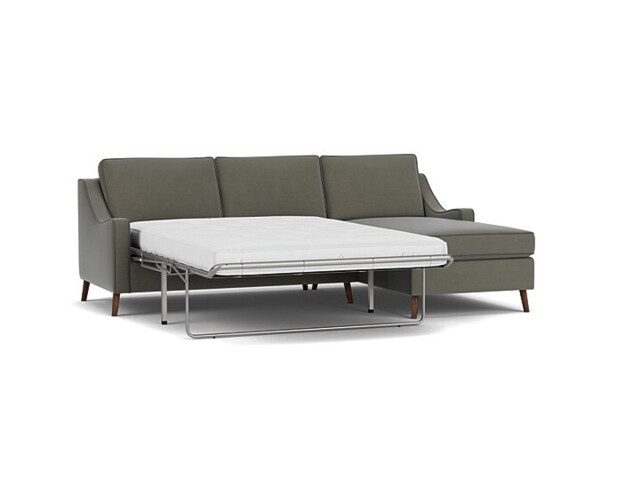 Mid-Century Weymouth 3.5 Seater Grey Chaise Sofa Bed, 170+ Customisation Options, UK Crafted - Darlings of Chelsea - image 1