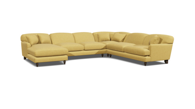 Yellow Velvet U Shaped Sofa - Traditional U Shape Corner Custom Sofa In Stain Resistant Velvet - Galloway Range - image 1