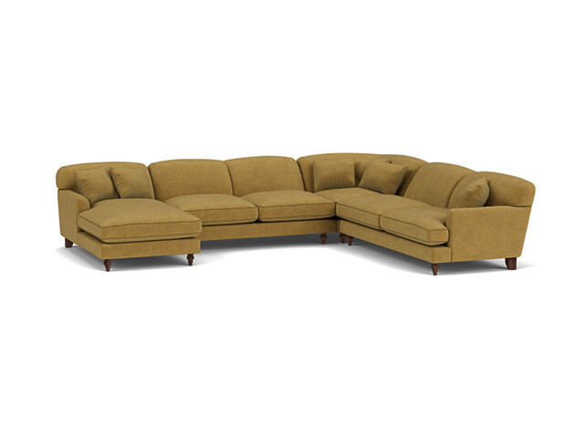 Yellow Velvet U Shaped Sofa - Traditional U Shape Corner Custom Sofa In Stain Resistant Velvet - Galloway Range - image 1
