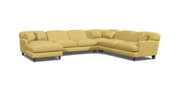 Yellow Velvet U Shaped Sofa - Traditional U Shape Corner Custom Sofa In Stain Resistant Velvet - Galloway Range