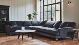 Yellow Velvet U Shaped Sofa - Traditional U Shape Corner Custom Sofa In Stain Resistant Velvet - Galloway Range - thumbnail 2