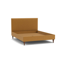 Orange Velvet King Size Bed Frame - Traditional Low End With Large Headboard In Stain Resistant Velvet - Yarnmouth Range - thumbnail 1