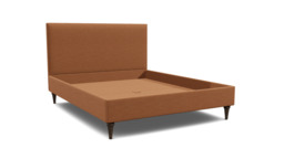 Orange Velvet King Size Bed Frame - Traditional Low End With Large Headboard In Stain Resistant Velvet - Yarnmouth Range - thumbnail 1
