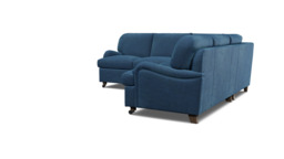 Blue Velvet 2X2 Seater Corner Sofabed - Traditional Fold Out Custom Sofa Bed In Easy Clean Velvet - Helston Range - thumbnail 1