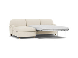 White Chenille 3.5 Seater Sofabed With Chaise - Traditional Fold Out Custom Sofa Bed In Stain Resistant Chenille - Helston Range
