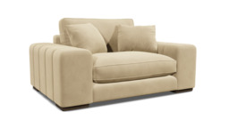 Cream Fabric Loveseat Armchair - Modern Snuggle Cuddler Custom Arm Chair - Epping Range - thumbnail 1