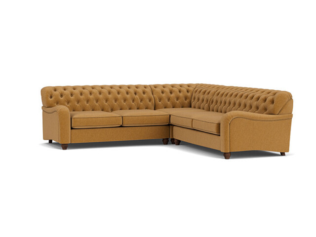 Orange 3 Seater Corner Sofa - Traditional Chesterfield Style Fabric Luxury Premium Corner Sofa - Bakewell Range - image 1