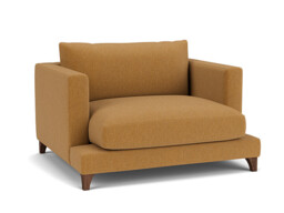 Orange Velvet Loveseat Armchair - Modern Snuggle Cuddler Custom Arm Chair In Stain Resistant Velvet - Holland Range