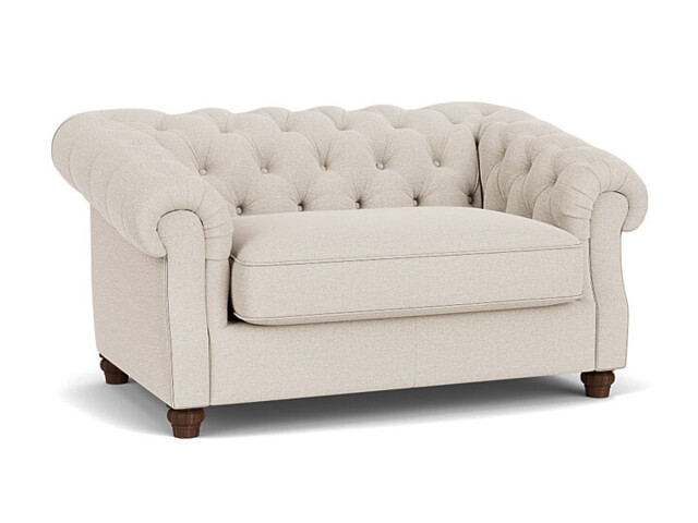 Cream Fabric Loveseat Armchair - Traditional Snuggler Cuddler Custom Arm Chair - Wantage Range - image 1