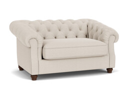 Cream Fabric Loveseat Armchair - Traditional Snuggler Cuddler Custom Arm Chair - Wantage Range