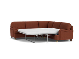 Red Velvet 3X3 Seater Corner Sofabed - Traditional Fold Out Custom Sofa Bed In Easy Clean Velvet - Helston Range