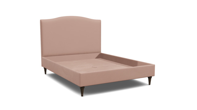 Pink Velvet King Size Bed Frame - Traditional Low End With Large Headboard In Stain Resistant Velvet - Avebury Range - image 1