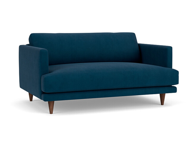 Blue Velvet Loveseat Armchair - Modern Snuggle Cuddler Custom Arm Chair In Easy Clean Velvet - Middleton Range - image 1