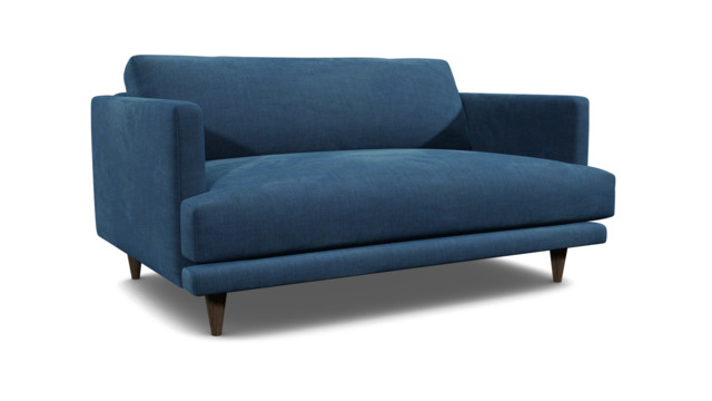 Blue Velvet Loveseat Armchair - Modern Snuggle Cuddler Custom Arm Chair In Easy Clean Velvet - Middleton Range - image 1