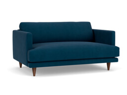 Blue Velvet Loveseat Armchair - Modern Snuggle Cuddler Custom Arm Chair In Easy Clean Velvet - Middleton Range - thumbnail 1