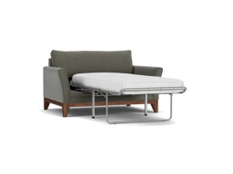 Grey Fabric Loveseat Armchair Sofabed - Modern Pull Out Chair Bed In Easy Clean Fabric - Exmouth Range