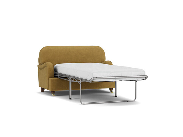 Yellow Velvet Loveseat Armchair Sofabed - Traditional Style Single Chair Bed In Stain Resistant Velvet - Helston Range - image 1
