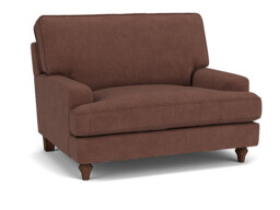 Purple Velvet Loveseat Armchair - Modern Snuggle Cuddler Custom Arm Chair In Easy Clean Velvet - Whinfell Range - thumbnail 1