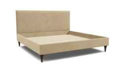 Cream Fabric Emperor Size Bed Frame - Traditional Low End With Large Headboard - Yarnmouth Range