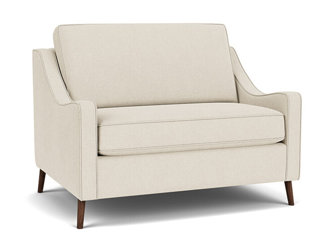 White Chenille Loveseat Armchair - Modern Snuggle Cuddler Custom Arm Chair In Stain Resistant Chenille - Weymouth Range - image 1