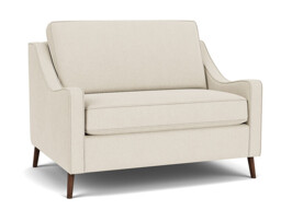 White Chenille Loveseat Armchair - Modern Snuggle Cuddler Custom Arm Chair In Stain Resistant Chenille - Weymouth Range