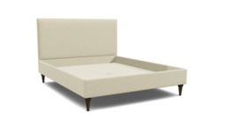 White Chenille King Size Bed Frame - Traditional Low End With Large Headboard In Stain Resistant Chenille - Yarnmouth Range