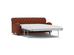Red Velvet 3.5 Seater Sofabed - Traditional Fold Out Custom Sofa Bed In Easy Clean Velvet - Bakewell Range - thumbnail 1