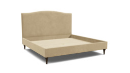 Cream Fabric Emperor Size Bed Frame - Traditional Low End With Large Headboard - Avebury Range - thumbnail 1