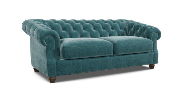 Teal Velvet 3.5 Seater Sofa - Traditional Chesterfield Style Custom Sofa In Stain Resistant Velvet - Wantage Range - image 1