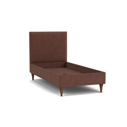 Purple Velvet Single Bed Frame - Traditional Low End With Large Headboard In Easy Clean Velvet - Yarnmouth Range