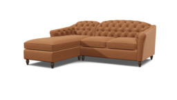 Orange 2 Seater Corner Sofa - Traditional Chesterfield Style Fabric Luxury Premium Corner Sofa - Payton Range