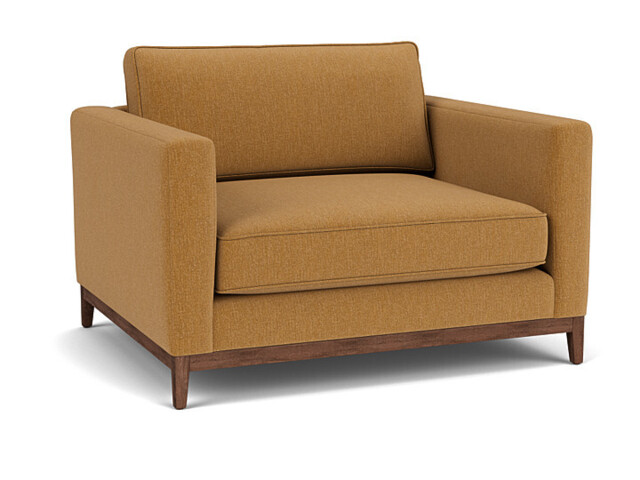 Orange Velvet Loveseat Armchair - Modern Snuggle Cuddler Custom Arm Chair In Stain Resistant Velvet - Darwin Range - image 1