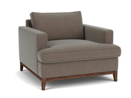 Brown Velvet Armchair - Modern Accent Custom Arm Chair In Easy Clean Velvet - Oakham Range - thumbnail 1