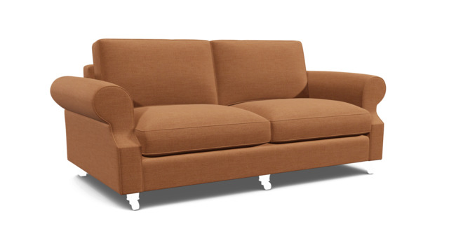 Orange Velvet 4 Seater Sofa - Traditional Style Custom Sofa In Stain Resistant Velvet - Kendal Range - image 1