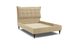 Cream Fabric King Size Bed Frame - Traditional Low End With Large Headboard - Lyndhurst Range - thumbnail 1