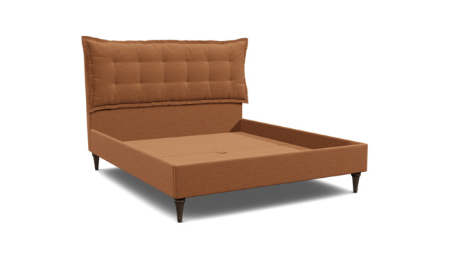Orange Velvet Super King Size Bed Frame - Traditional Low End With Large Headboard In Stain Resistant Velvet - Lyndhurst Range - image 1
