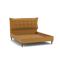 Orange Velvet Super King Size Bed Frame - Traditional Low End With Large Headboard In Stain Resistant Velvet - Lyndhurst Range - thumbnail 1