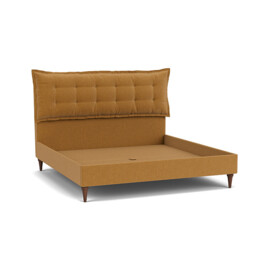 Orange Velvet Emperor Size Bed Frame - Traditional Low End With Large Headboard In Stain Resistant Velvet - Lyndhurst Range - thumbnail 1