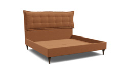 Orange Velvet Emperor Size Bed Frame - Traditional Low End With Large Headboard In Stain Resistant Velvet - Lyndhurst Range