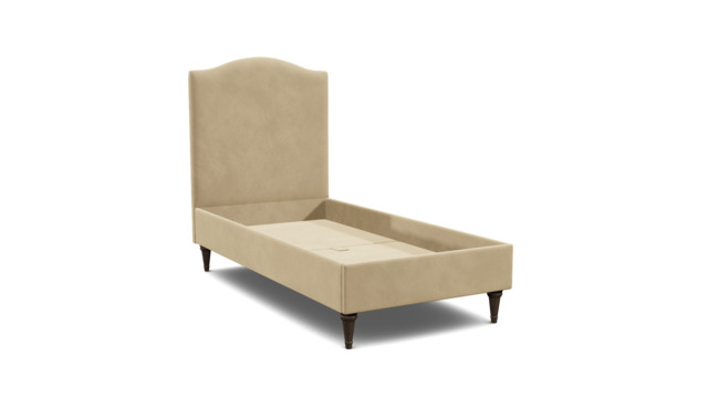 Cream Fabric Single Bed Frame - Traditional Low End With Large Headboard - Avebury Range - image 1