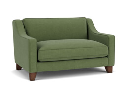 Green Linen Loveseat Armchair - Modern Snuggle Cuddler Custom Arm Chair - Banbury Range - thumbnail 1