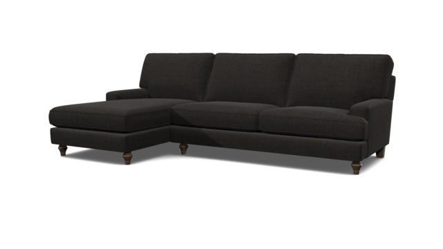 Black Velvet 2 Seater Sofa With Chaise - Modern Style Custom Sofa In Easy Clean Velvet - Whinfell Range - image 1