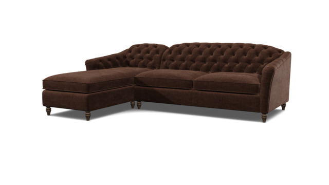 Brown 3 Seater Corner Sofa - Traditional Chesterfield Style Fabric Luxury Premium Corner Sofa - Payton Range - image 1