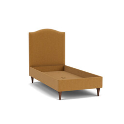 Orange Velvet Single Bed Frame - Traditional Low End With Large Headboard In Stain Resistant Velvet - Avebury Range - thumbnail 1